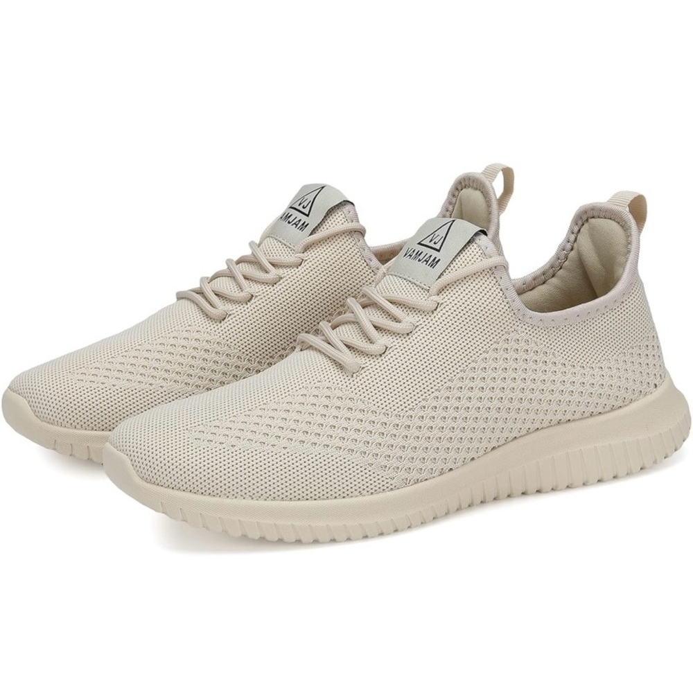 WHITIN Everyday Knit Athletic Sneakers Beige Lace-Up Shoes Size 12